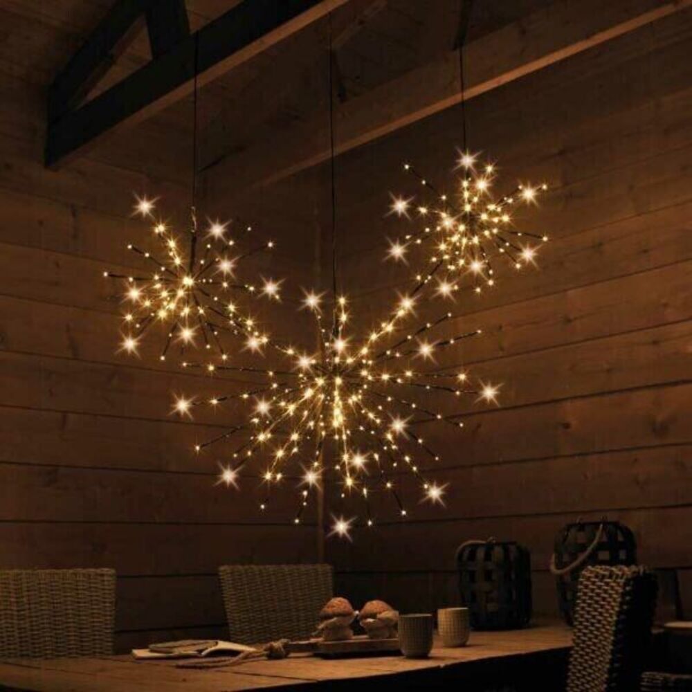 New Lumineo Polestar Light Flashing Warm White Silver Corded 160 LED Starburst